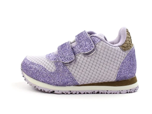 Woden Kids smoked lavender sneaker Ydun glitter